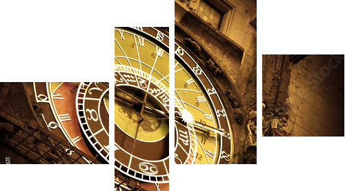 Stary zegar astronomiczny na Starym Ratuszu w Pradze - Obraz czteroczęściowy, Fortyk
