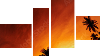 Tropikalna plaża o zachodzie słońca - Obraz czteroczęściowy, Fortyk