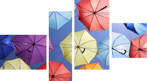 olorowa paleta parasoli. - Obraz czteroczęściowy, Fortyk