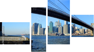 Most Brookliński i dolnym Manhattanie panoramiczny widok, Nowy Jork - Obraz czteroczęściowy, Fortyk