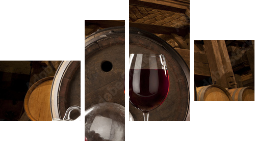 Lampka wina - włoska piwniczka - Obraz czteroczęściowy, Fortyk