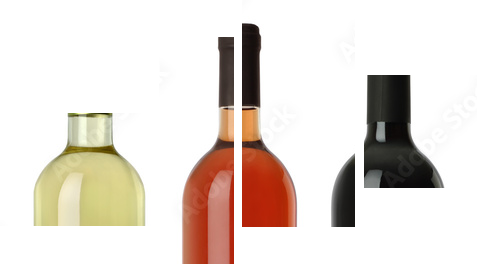 Butelki wina puste bez etykiet - Obraz czteroczęściowy, Fortyk