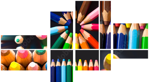 kolaż kolorowych ołówków - Obraz czteroczęściowy, Fortyk