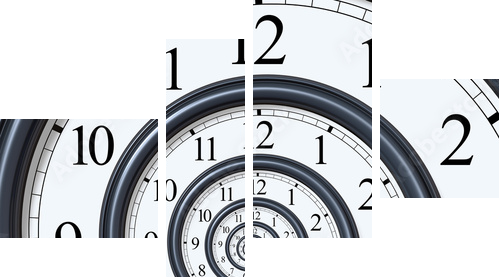 Nieubłagany upływ czasu –zegar - Obraz czteroczęściowy, Fortyk