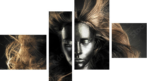Piękna kobieta z czarną skórą - Obraz czteroczęściowy, Fortyk