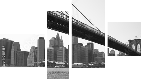 Nowy Jork Brooklyn bridge black - Obraz czteroczęściowy, Fortyk