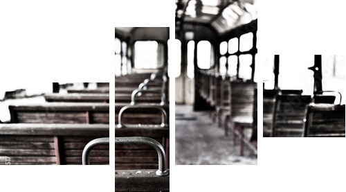 krzesła w pociągu vintage - Obraz czteroczęściowy, Fortyk