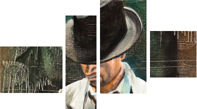 Portret mężczyzny z papierosem - Obraz czteroczęściowy, Fortyk