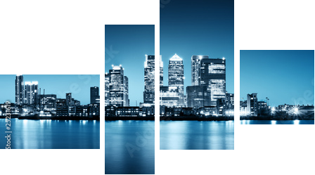 Panoramiczny obrazek Canary Wharf widok od Greenwich. - Obraz czteroczęściowy, Fortyk