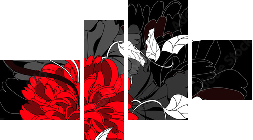 Tło z czerwonym kwiatem - Obraz czteroczęściowy, Fortyk