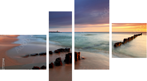 Barwny krajobraz spokojnego morza - Obraz czteroczęściowy, Fortyk