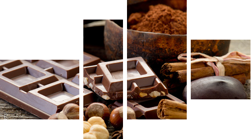 czekolada ze składnikami-czekoladą i składnikami - Obraz czteroczęściowy, Fortyk
