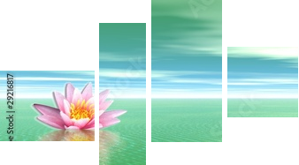 Leluja kwiat w zielonym oceanie - Obraz czteroczęściowy, Fortyk