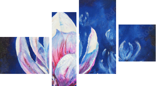 Magnolia akrylowa malowana - Obraz czteroczęściowy, Fortyk