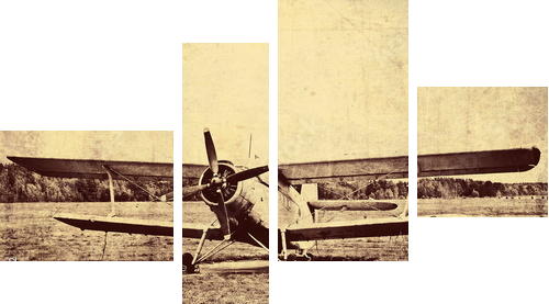 Rocznik fotografia stary biplan - Obraz czteroczęściowy, Fortyk