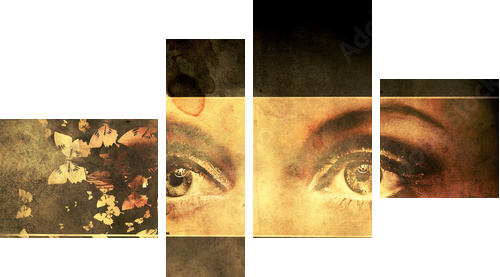 Grunge abstrakcyjny portret - Obraz czteroczęściowy, Fortyk