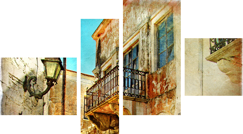 malarskie stare ulice Grecji - Obraz czteroczęściowy, Fortyk