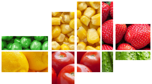Kolaż świeżych owoców i warzyw - Obraz czteroczęściowy, Fortyk