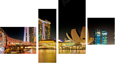 Marina Bay Singapur panorama - Obraz czteroczęściowy, Fortyk