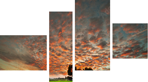 Gra kolorów – zachód słońca nad jeziorem - Obraz czteroczęściowy, Fortyk