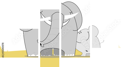 slonie - Obraz czteroczęściowy, Fortyk