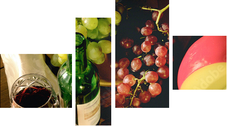 Party Time - wino i ser - Obraz czteroczęściowy, Fortyk