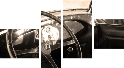 wnętrze rocznika samochodu - Obraz czteroczęściowy, Fortyk