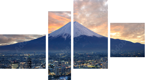 Surrealistyczny widok miasta Yokohama i Mt. Fuji - Obraz czteroczęściowy, Fortyk
