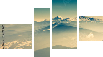 Sceniczny widok zim góry - Obraz czteroczęściowy, Fortyk