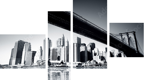Szklana tafla wody – widok na Manhattan - Obraz czteroczęściowy, Fortyk