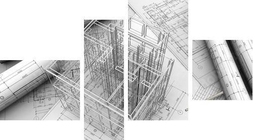 Kreatywna strona umysłu - plany budynków - Obraz czteroczęściowy, Fortyk