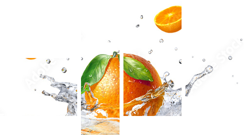pomarańczowy plusk do czystej wody - Obraz czteroczęściowy, Fortyk