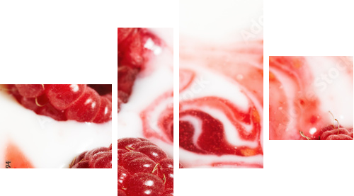 Maliny w śmietankowym kremie - Obraz czteroczęściowy, Fortyk