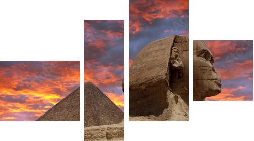 Piramida i Sfinks w Giza, Kair - Obraz czteroczęściowy, Fortyk
