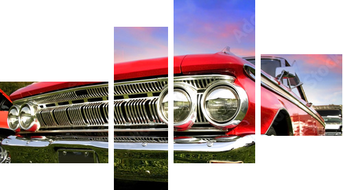 Red Muscle Car - Obraz czteroczęściowy, Fortyk