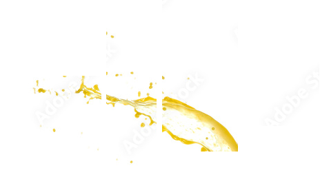 Cytryna plasterek z pluśnięciem, odosobnionym na białym tle - Obraz czteroczęściowy, Fortyk