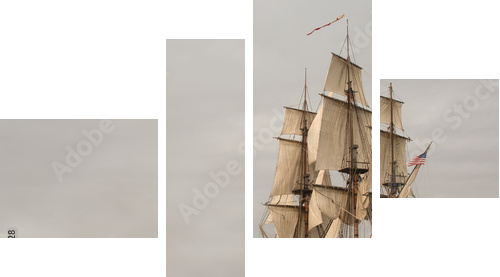 Vintage Frigate żeglowania w banku mgły - Obraz czteroczęściowy, Fortyk