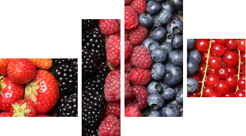 Świeże owoce jagodowe tło - Obraz czteroczęściowy, Fortyk