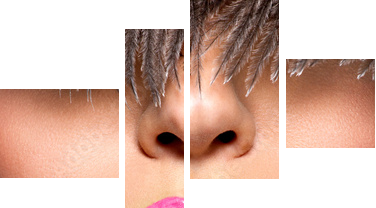Zbliżenie Piękne kobiece usta z różową szminką - Obraz czteroczęściowy, Fortyk