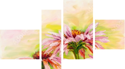 Echinacea, obraz olejny - Obraz czteroczęściowy, Fortyk