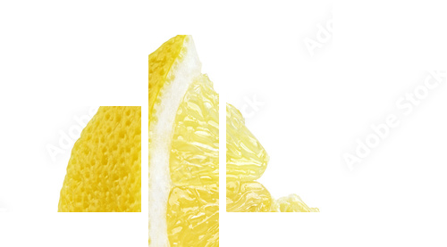 Plasterek cytryny owoc odizolowywająca na białym tle - Obraz czteroczęściowy, Fortyk