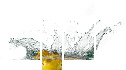 Świeże cytryny Bryzgają w wodzie Odizolowywającej na Białym tle - Obraz czteroczęściowy, Fortyk