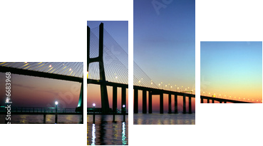 Panorama mostu Vasco da Gama o zmierzchu - Obraz czteroczęściowy, Fortyk