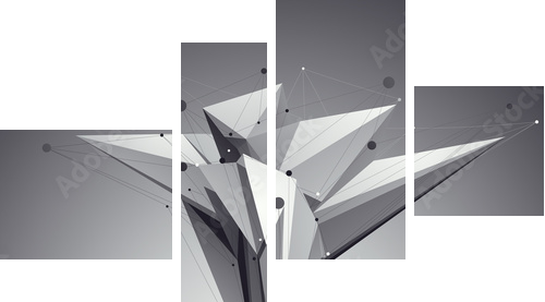 3D siatki nowożytnego stylu abstrakcjonistyczny tło, origami futurystyczny tem - Obraz czteroczęściowy, Fortyk