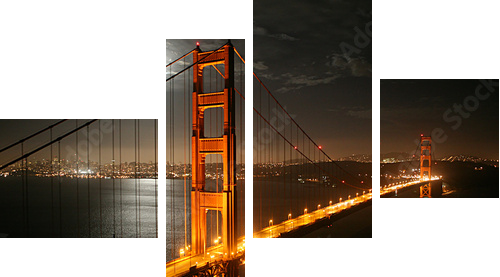 Golden Gate – ujęcie nocą - Obraz czteroczęściowy, Fortyk