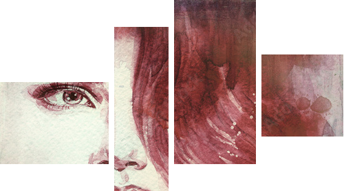 kobieta portret .abstract akwarela .fashion tło - Obraz czteroczęściowy, Fortyk