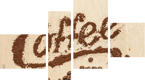 Typografia zmielonej kawy - Obraz czteroczęściowy, Fortyk