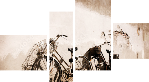 Włoscy starzy bicykle opiera przeciw ścianie - Obraz czteroczęściowy, Fortyk