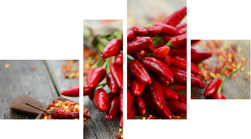 Deska drewniana chili - Obraz czteroczęściowy, Fortyk