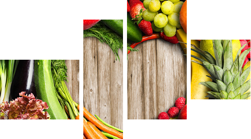 Warzywa i owoce w kształcie serca - Obraz czteroczęściowy, Fortyk